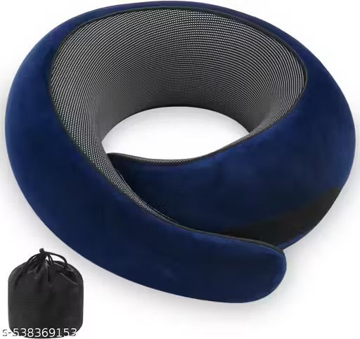 Luxury Memory Foam Travel Neck Pillow Set – 360° Ergonomic Support with Eye Mask, Earplugs & Carry Pouch