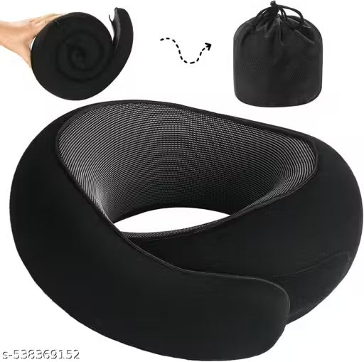 Luxury Memory Foam Travel Neck Pillow Set – 360° Ergonomic Support with Eye Mask, Earplugs & Carry Pouch