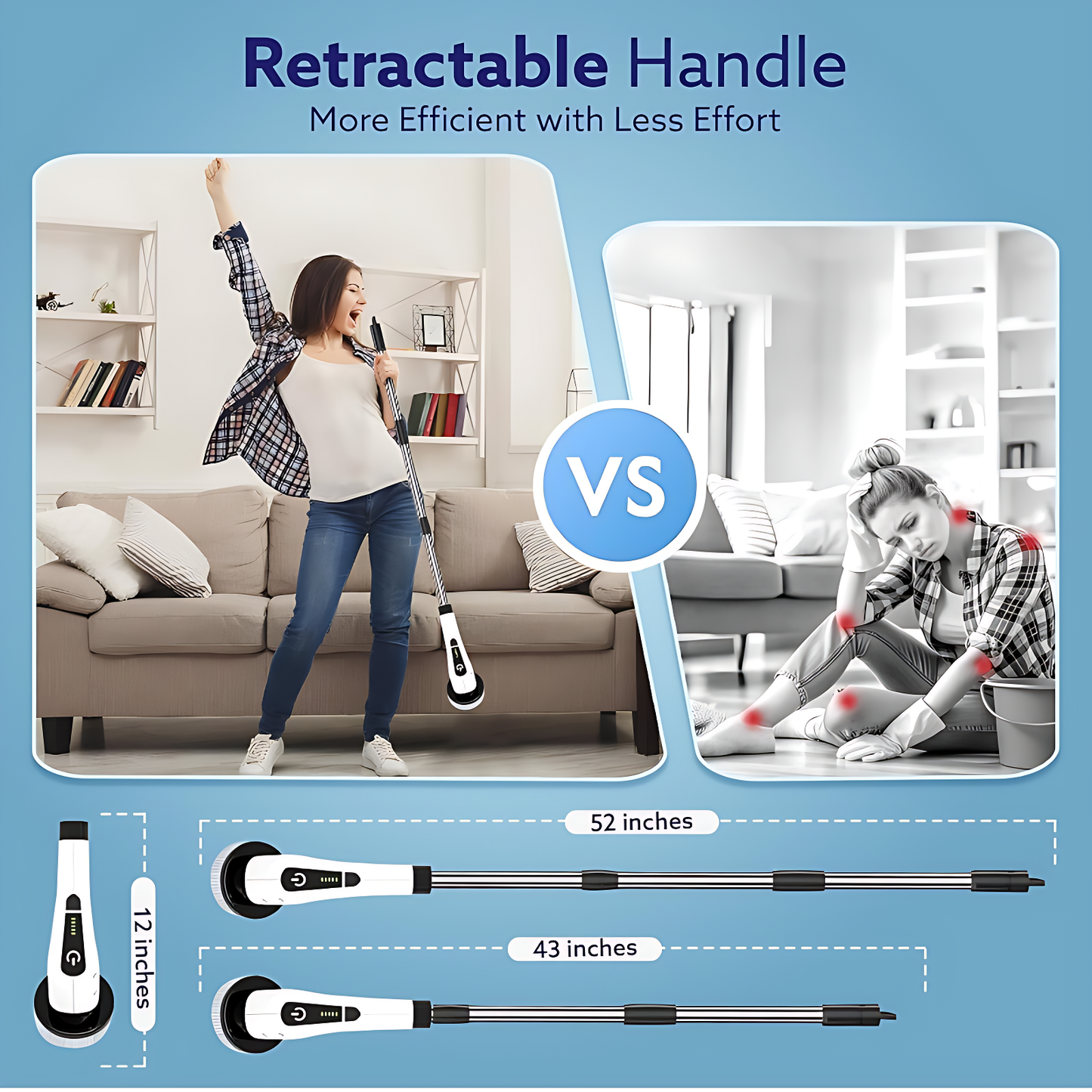 ✨ Electric Spin Scrubber Pro – Cordless Power Cleaning Brush with Adjustable Handle & 8 Replaceable Brush Heads ✨