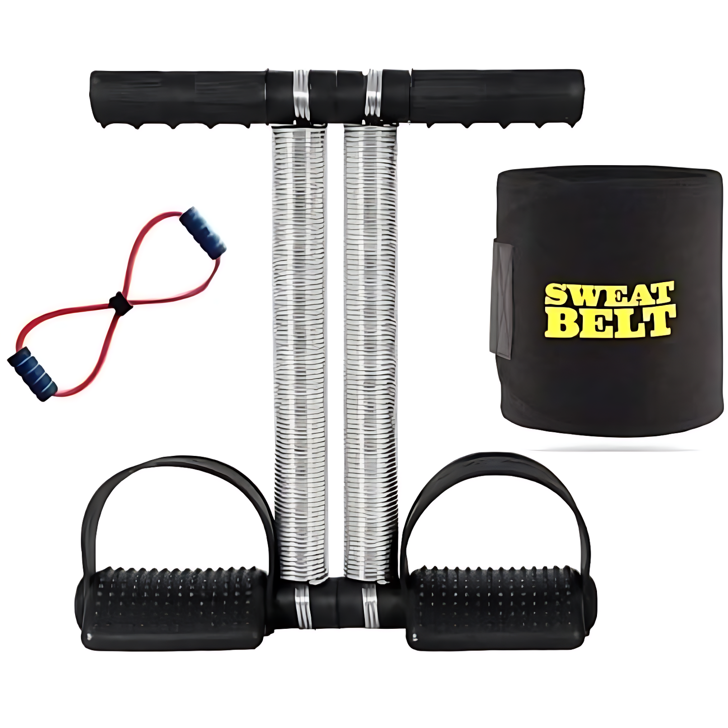 🏋️‍♀️ 3-in-1 Full Body Fitness Kit – Tummy Trimmer, Resistance Band & Sweat Belt Combo