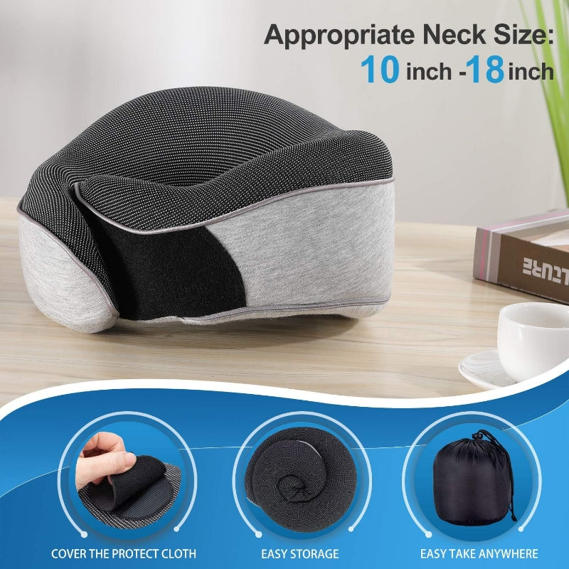 Luxury Memory Foam Travel Neck Pillow Set – 360° Ergonomic Support with Eye Mask, Earplugs & Carry Pouch
