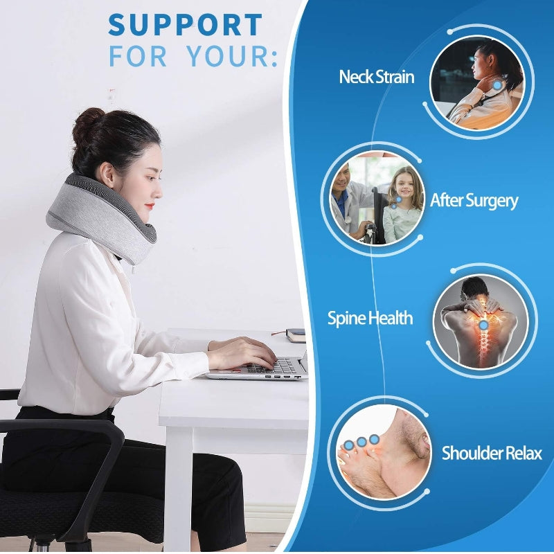 Luxury Memory Foam Travel Neck Pillow Set – 360° Ergonomic Support with Eye Mask, Earplugs & Carry Pouch